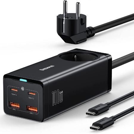 Baseus 4 Port USB C + AC Ladegerät mit 100W für 55,29€ (statt 79€)