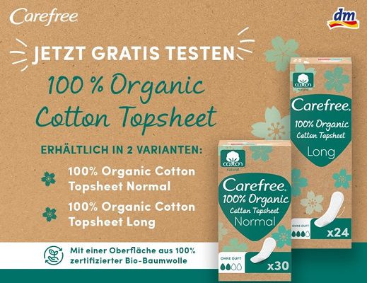dm: Carefree®100% Organic Cotton Topsheet kostenlos ausprobieren