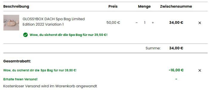 Glossybox DACH Spa Bag Limited Edition 2022 Variation 1 für 34€ (statt 50€)