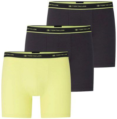 3er Pack Tom Tailor Boxerhorts in Schwarz/Gelb für 22,32€ (statt 26€)