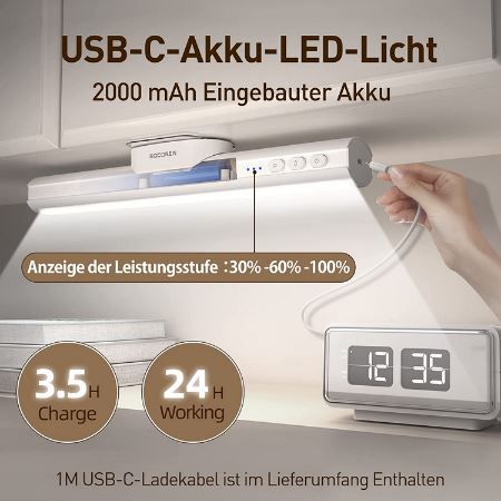 Rocoren LED Unterbauleuchte (dimmbar, 3.000   6.000K) für 12,49€ (statt 25€)
