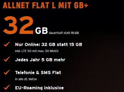 Telekom Allnet Flat mit 32GB LTE für 27€ mtl. + jedes Jahr 5GB mehr