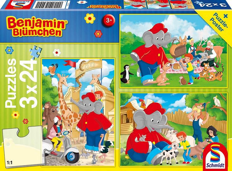 Benjamin Blümchen Im Zoo 3x24 Teile Puzzle für 4€ (statt 11€)
