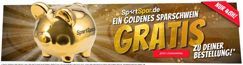 SportSpar: Gratis SportSpar Sparschwein in Gold ab 10€ Bestellwert