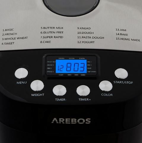 Arebos BBA1500B Brotbackautomat, 1,5Kg für 71,91€ (statt 100€)