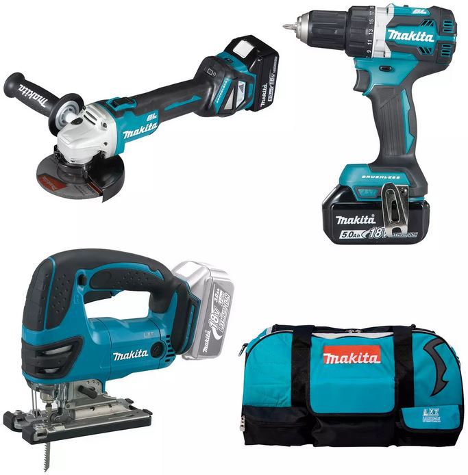 🔥 Makita Set mit Bohrschrauber, Stichsäge, Schleifer, Akkus, Tasche für 353,94€ (statt 553€)