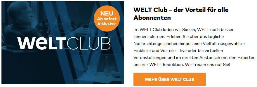 WELTplus für 5,99€ mtl. (statt 9,99€) oder 12 Monate WELTplus für 59,99€ (statt 111€)