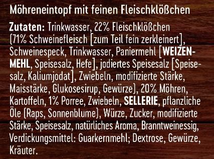 800g Dreistern Möhreneintopf mit Fleischklößchen ab 2,80€ (statt 4€)