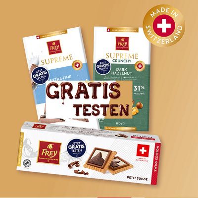 Schokolade oder Bisquits von Frey gratis ausprobieren