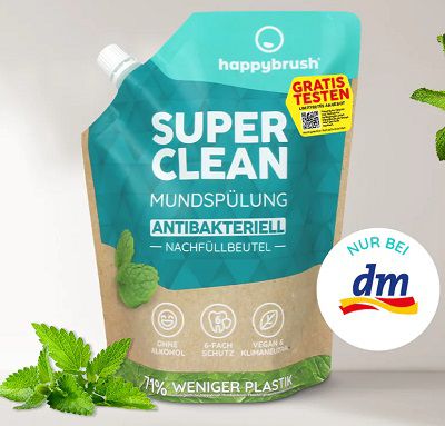 dm: happybrush SuperClean Mundspülung gratis ausprobieren