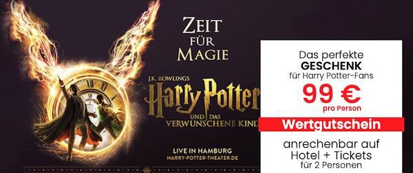 🧙 Gutschein für Harry Potter Theaterstück + Hotel mit Frühstück ab 99€ p.P.