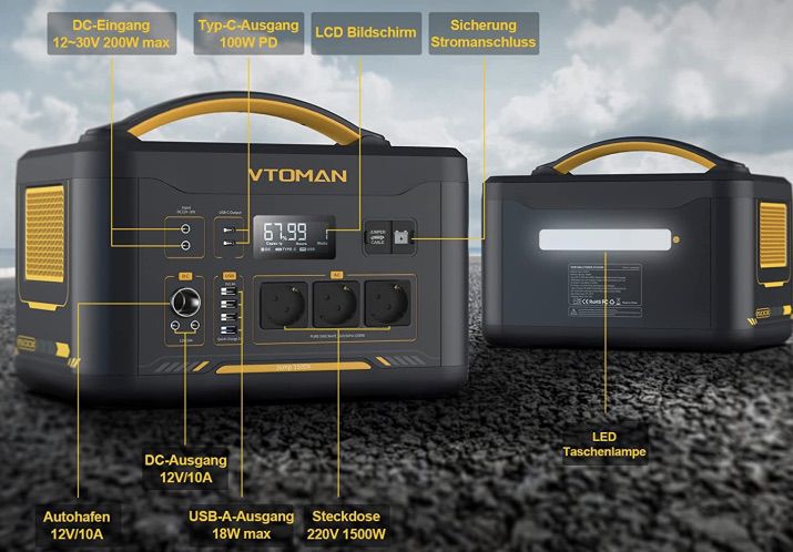 VTOMAN Jump 1500X Powerstation mit 1500W/828Wh für 426,69€ (statt 699€)