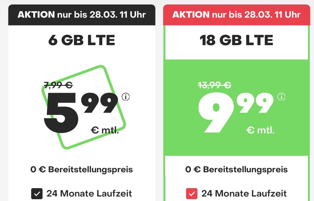 o2 Allnet Flat mit 6GB LTE für nur 5,99€ mtl. (oder 18GB für 9,99€)   auch ohne Laufzeit!