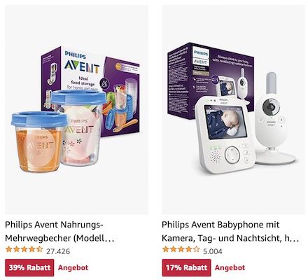 Babyprodukte im Angebot bei Amazon   z.B. Philips Babyphone für 48,99€ (statt 60€)