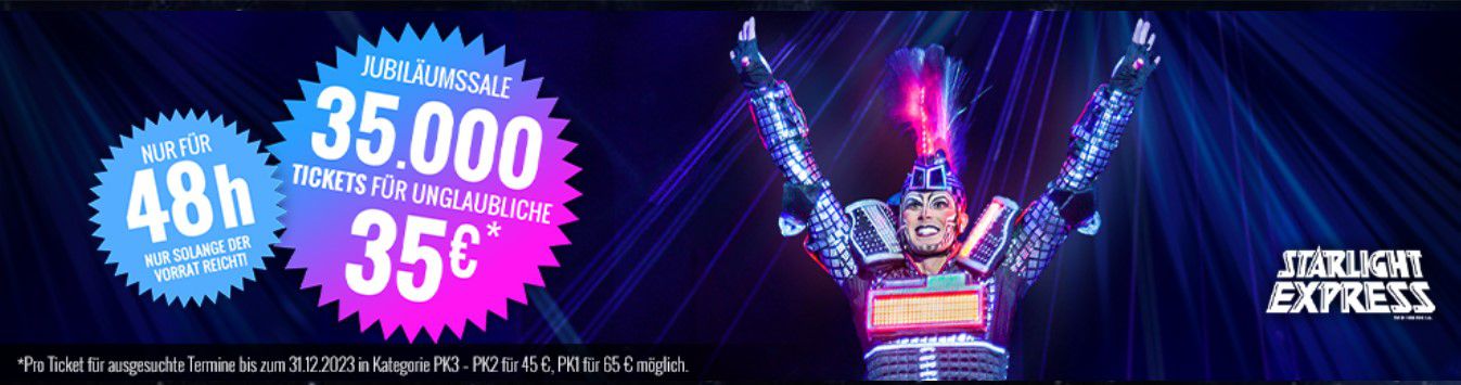Starlight Express 35 Jahre Jubiläums Verkauf   Tickets ab 35€!