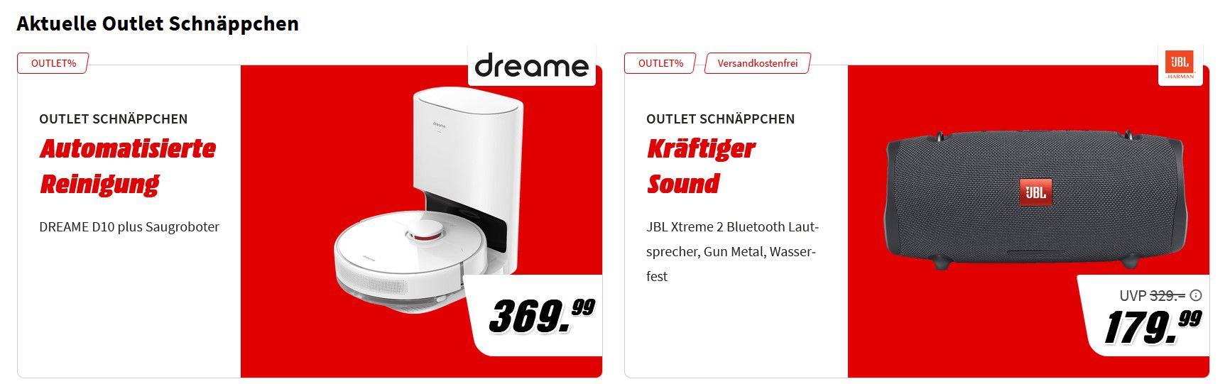 Mediamarkt Saturn Outlet Deals mit 20% extra Rabatt auf ausgewählte Artikel