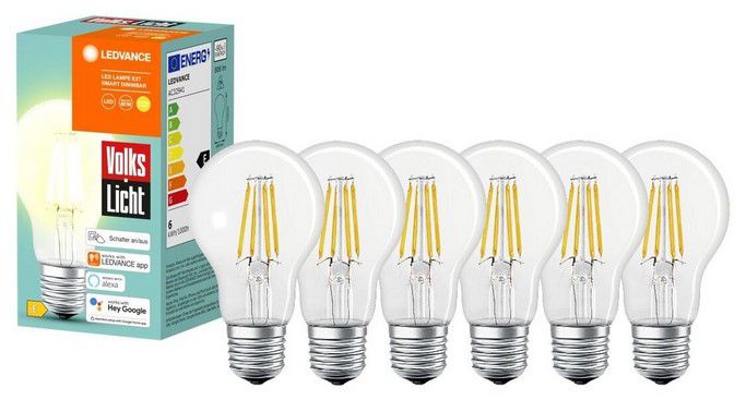 10x LEDVANCE Volkslicht E27 Smarte LED Lampe Dimmbar für 12,99€ (statt 20€)