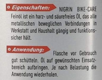 100ml NIGRIN BIKE CARE Feinöl für 3,95€ (statt 7€)