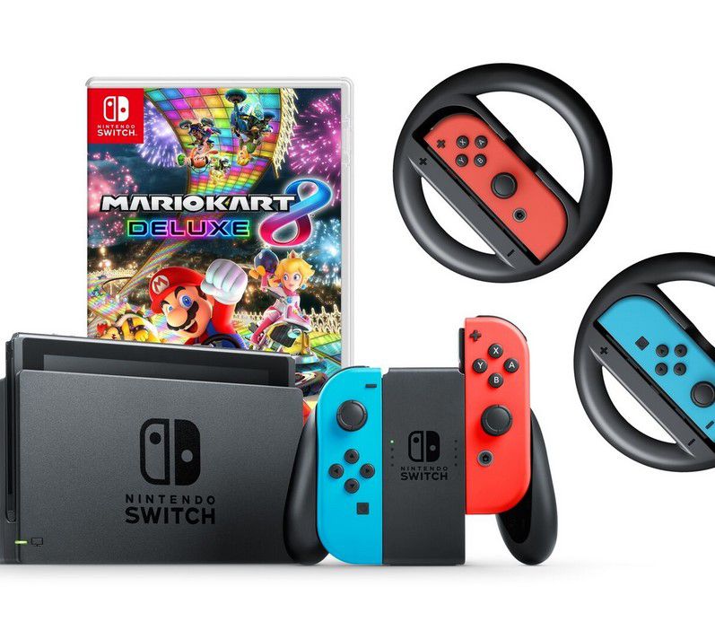 Nintendo Switch V.2 + Mario Kart 8 Deluxe + 2 Lenkräder für 299€ (statt 344€)