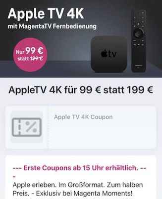 Apple TV 4K (2021, 32 GB) für 99€   nur Magenta Kunden