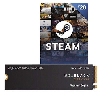 Western Digital SN770 Black 2 TB NVMe SSD + 20€ Steam Guthaben für 109,90€ (statt 135€)