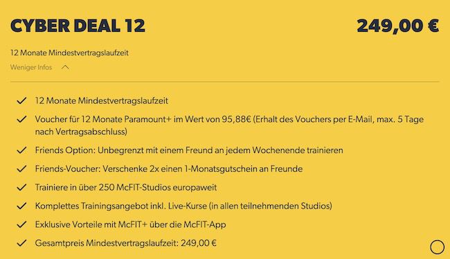 1 Jahr McFit Mitgliedschaft für 299€ + 1 Jahr Paramount+ GRATIS