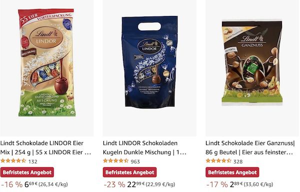 Amazon: Lindt Osterschokolade im Angebot   z.B. 4x Goldhase für 12,79€ (statt 15€)