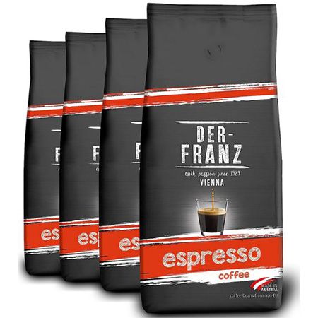 4x 1Kg DER FRANZ Espresso Kaffee, Ganze Bohne für 31,47€ (statt 39€)