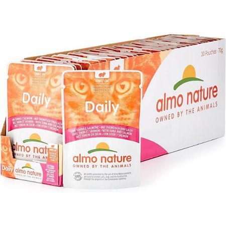 30er Pack Almo Nature Daily Katzenfutter, Thunfisch &#038; Lachs, 70g ab 13,55€ (statt 22€)