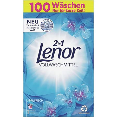 Lenor Aprilfrisch Waschmittel Pulver, 100 WL, 6.5kg ab 14,39€ (statt 20€)   Prime