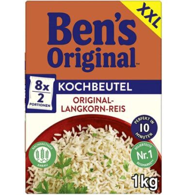 6Kg (48 x 125g) Ben’s Original Langkorn Reis im Kochbeutel ab 19€ (statt 30€)