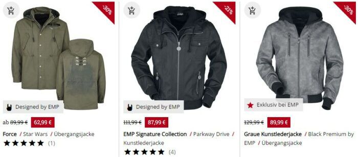 EMP Afterwork mit 20% Rabatt   z.B. Metallica Kapuzenjacke 52,97€ (statt 62€)