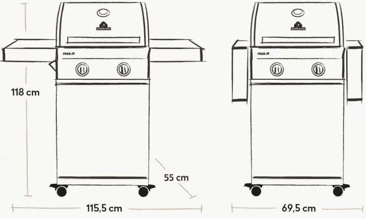 Burnhard 2 Brenner Gasgrill Fred Jr Basic inkl. Abdeckhaube für 299,25€ (statt 404€)