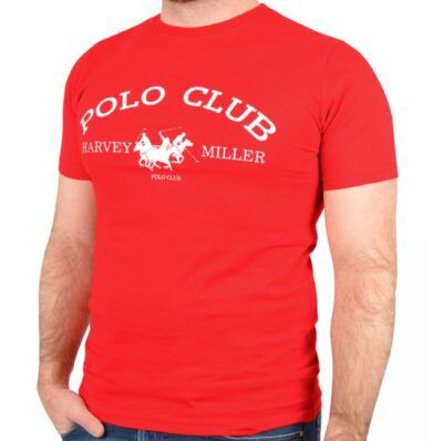Harvey Miller Polo Club Fashion T Shirt in Rot & Weiß für 9,50€ (statt 17€)