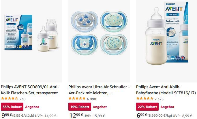 Bis zu 55% Rabatt auf Philips Avent Babyprodukte bei Amazon