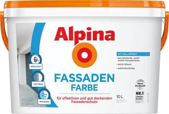 10 Liter Alpina Fassadenfarbe, weiß, matt ab 35€ (statt 59€)