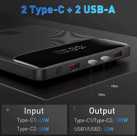 Baseus USB C/A Powerbank mit  PD3.0, 100W, 20.000 mAh für 59,99€ (statt 76€)