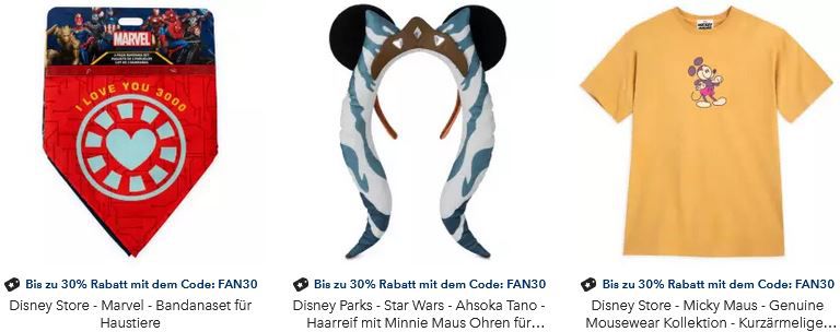 Disney Shop: Bis zu 30% Rabatt auf ausgewählte Lieblingsprodukte