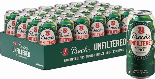 24er Pack Becks Unfiltered Dosenbier, 0.44l ab 13,29€ (statt 22€)   Prime