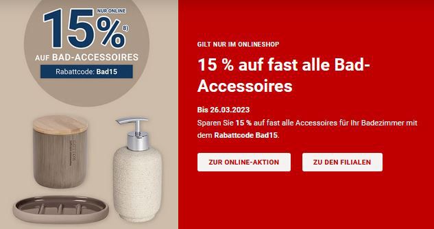 Zurbrüggen: Bad Accessoires Sale + 15% Extra Rabatt