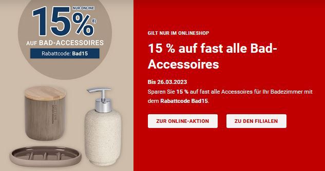 Zurbrüggen: Bad Accessoires Sale + 15% Extra Rabatt