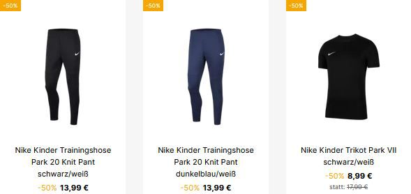 🔥 50% Rabatt auf Nike Park Trainingskleidung + keine VSK