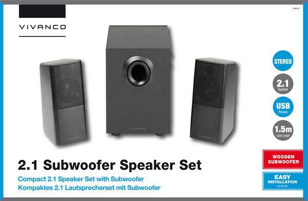 vivanco Advanced 2.1 Lautsprecher Set mit Subwoofer für 14,99€ (statt 30€)