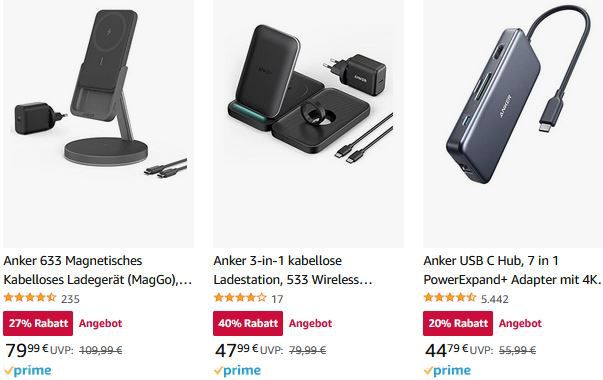 Amazon: Bis zu 45% Rabatt auf Anker Produkte   z.B. 2x Anker PowerPort III für 19€ (statt 30€)