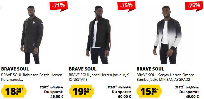 SportSpar: 20% Rabatt auf Brave Soul   z.B. Bomberjacke ab 11,99€ zzgl. Versand