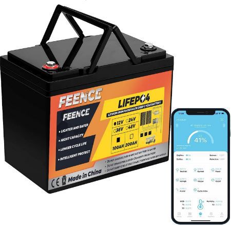 Feence Mini LiFePO4 100ah / 12v Batterie mit BMS + Bluetooth für 295,80€ (statt 348€)