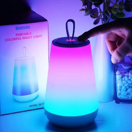 homvos LED Nachttischlampe, 15 Farben, 3 Modi, dimmbar für 17,99€ (statt 30€)