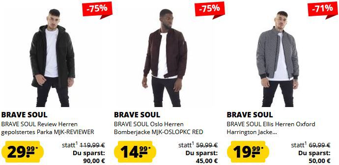 SportSpar: 20% Rabatt auf Brave Soul   z.B. Bomberjacke ab 11,99€ zzgl. Versand