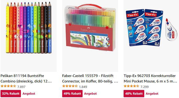 Bis zu 50% Rabatt auf Büroartikel   z.B. Faber Castell Filzstift Set ab 19€ (statt 24€)