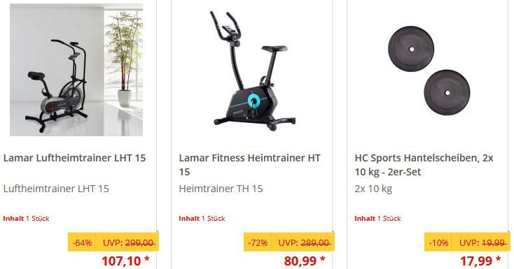 Norma24 Mittwochsknaller mit 30% Extra Rabatt   z.B. Lamar HT 30 Heimtrainer für 67,32€ (statt 99€)